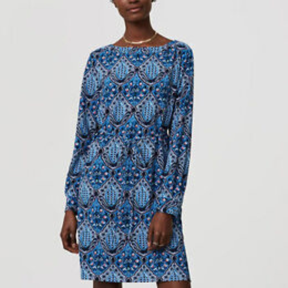LOFT Blue Patterned Dress